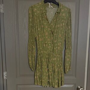 Jaase Olive Floral Long Sleeve Dress